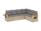 Garden furniture set with cushions, 6 pieces, beige woven resin, BPEW43237