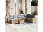 9-piece garden furniture set with cushions, méDecohaute beige woven resin MNFW60997
