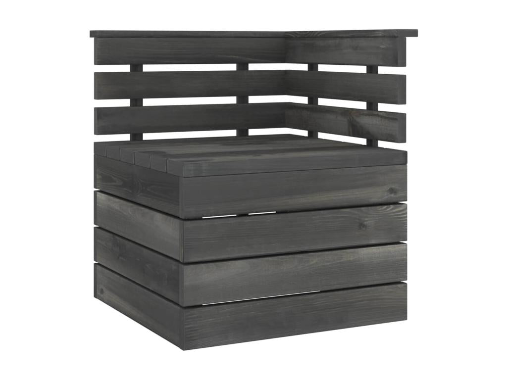 Corner pallet garden sofa, solid pine wood, dark grey, AFAP11195