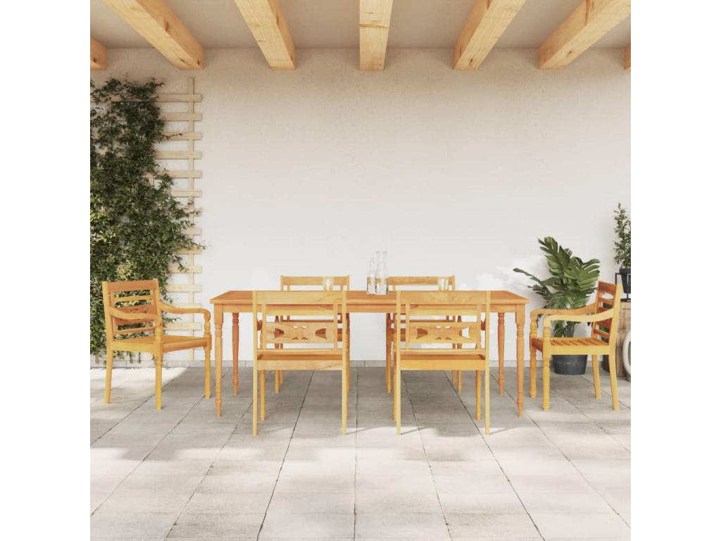 7-piece garden dining set, solid teak wood, LDFU43920
