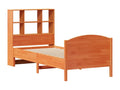 Bookshelf bed without mattress, brown wax finish, 75x190 cm, solid pine, RVAT59723