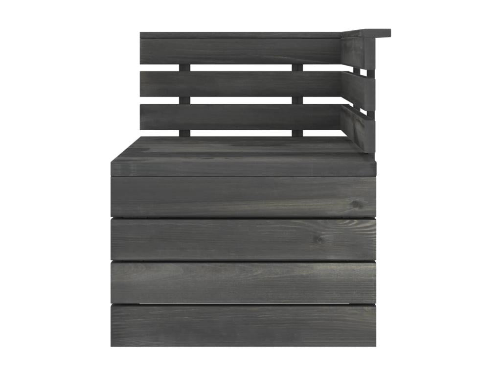 Corner pallet garden sofa, solid pine wood, dark grey, AFAP11195