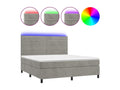 Upholstered bed base with mattress and LED light, light grey, 160x200 cm, velvet, JNOQ34907