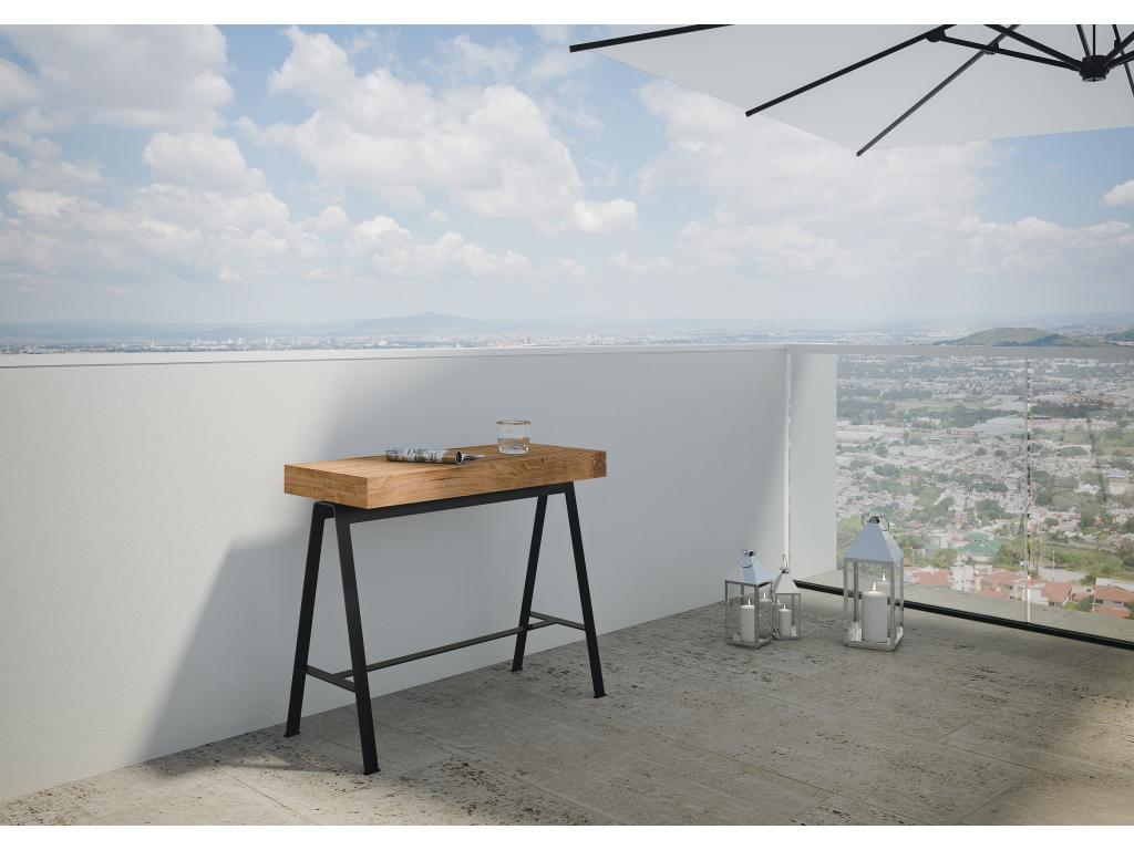 Decohaute Small Console Table, Stained Fir, Anthracite Frame WGXT12541