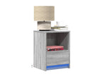 Bedside cabinet and LED lighting, engineered wood grey, TUMV48625