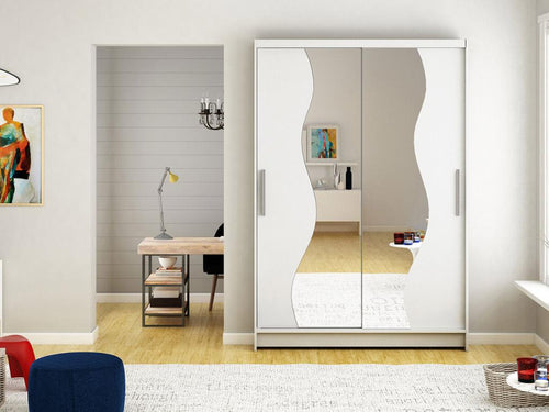 Chezlova 139 White Wardrobe 200x120x58cm Sliding Wardrobe Doors AMEQ80230