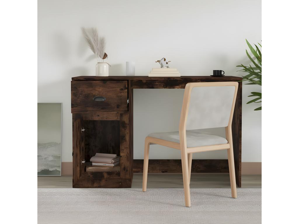 Desk with drawer, smoked oak, 115x50x75 cm, engineered wood, NFYA82940