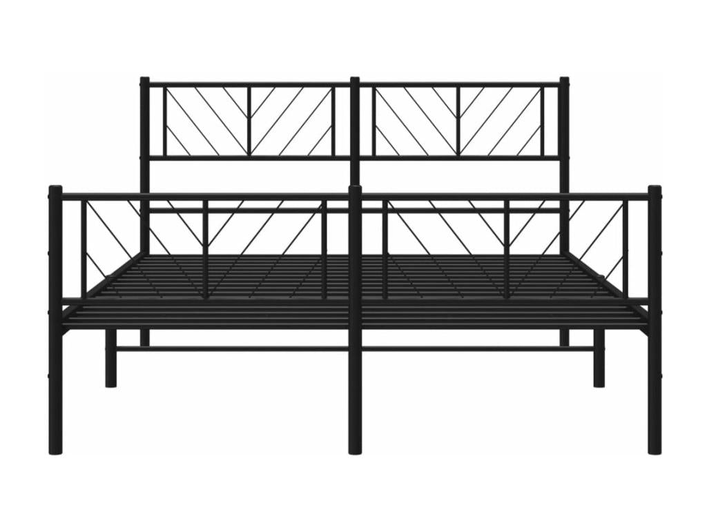 Black metal bed frame with headboard/footboard, 135x190 cm, ZAXY41977