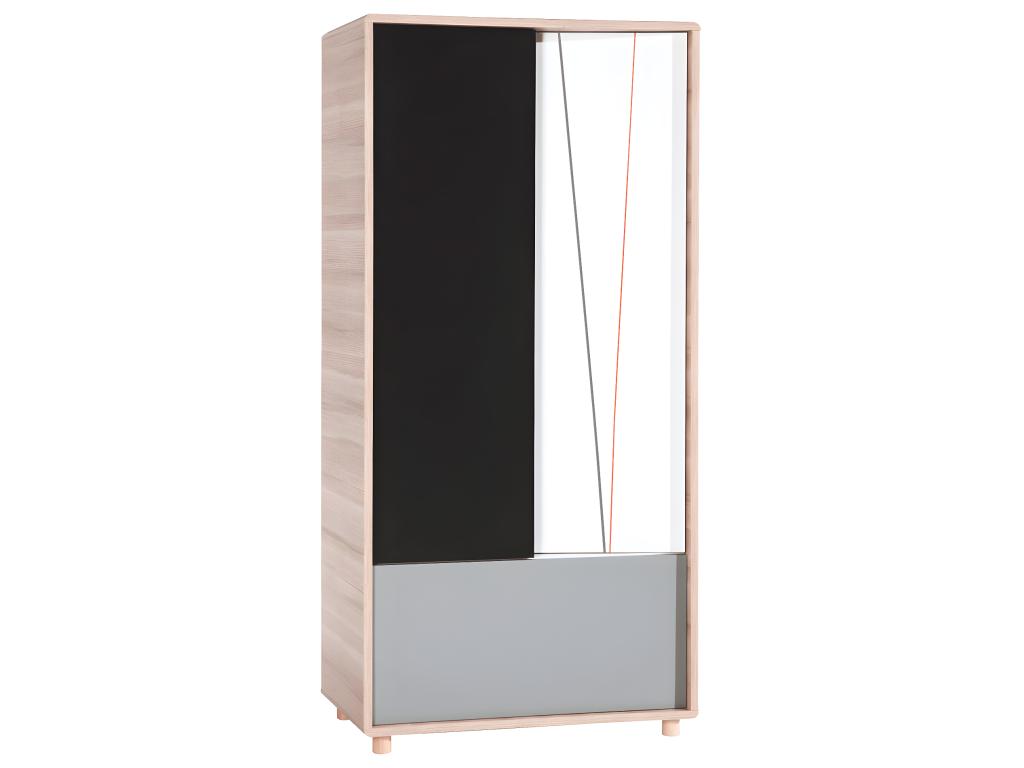 Evolve 2-Door Wardrobe, White and Black Wood HLJC02583