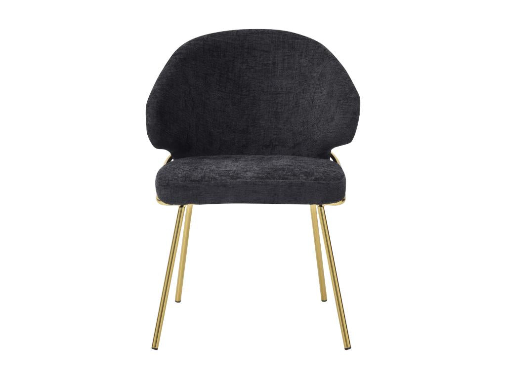 Set of 6 fabric and gold metal chairs - Black - Domopure BWNB06391