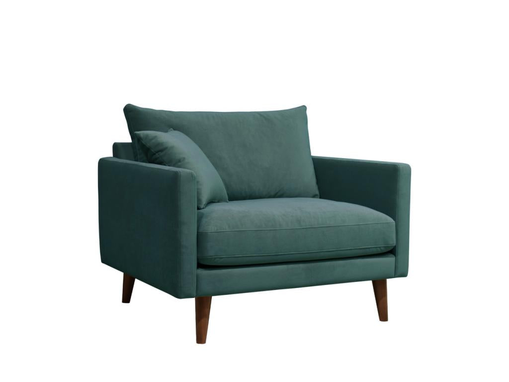 Chezlova - XL Velvet Armchair with Dark Wood Legs - Eucalyptus Green MQMC57521