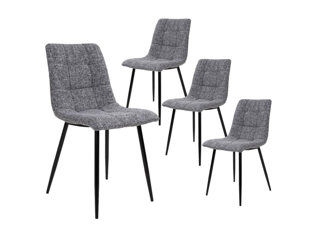 Chezlova - Set of 4 Chairs in Speckled Grey Fabric with Steel Legs HTCX82961