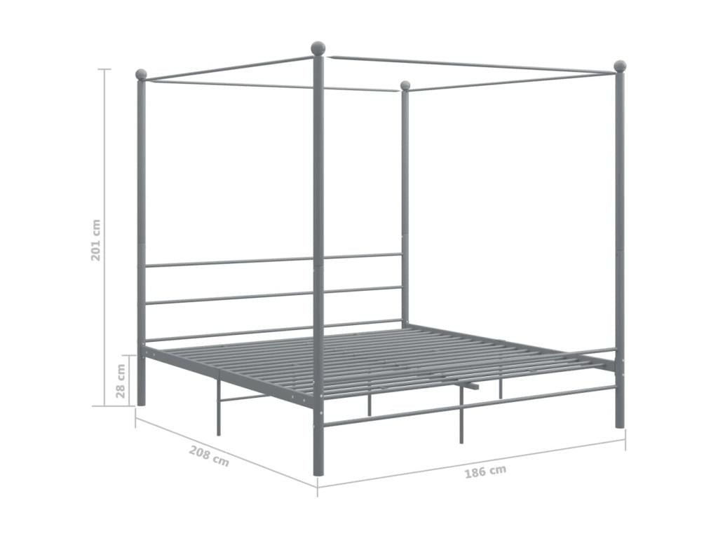 Grey Metal Canopy Bed Frame 180x200 cm GDRW59027