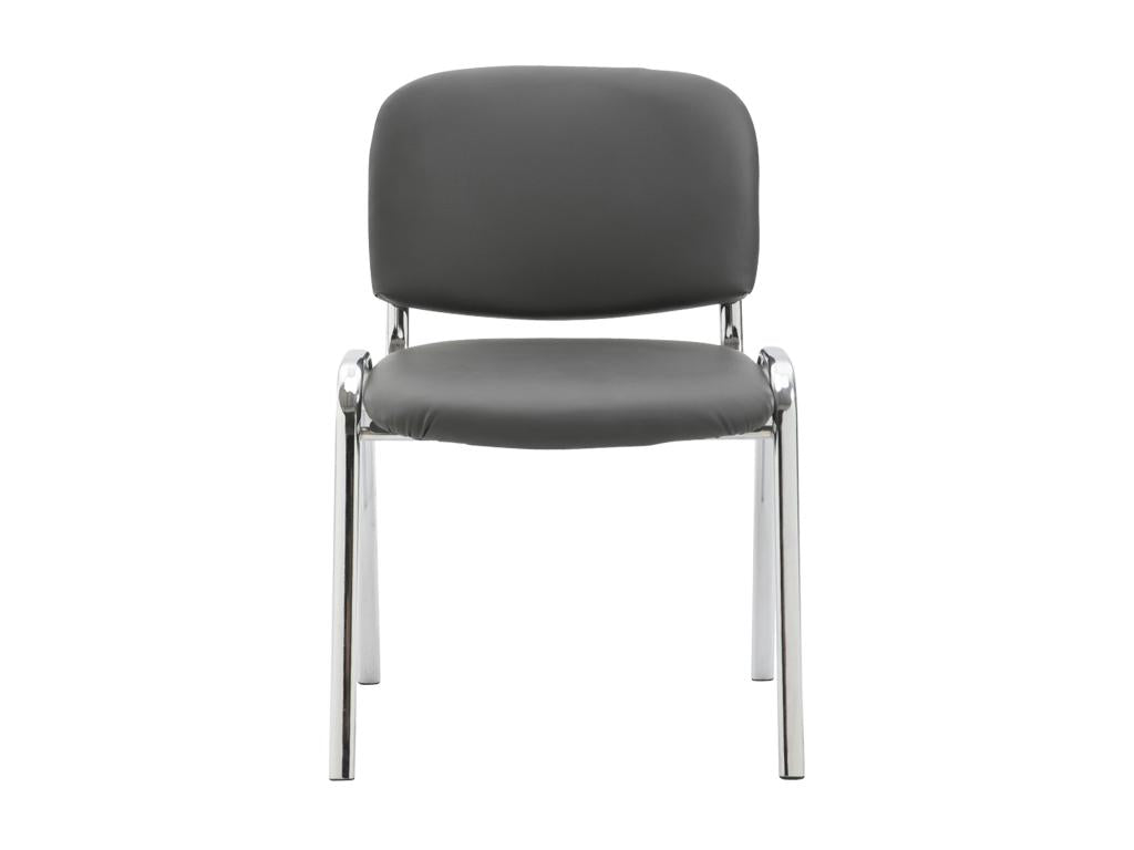 Dining chair - Faux leather / Chrome metal - Grey - Decohaute DFRY36361