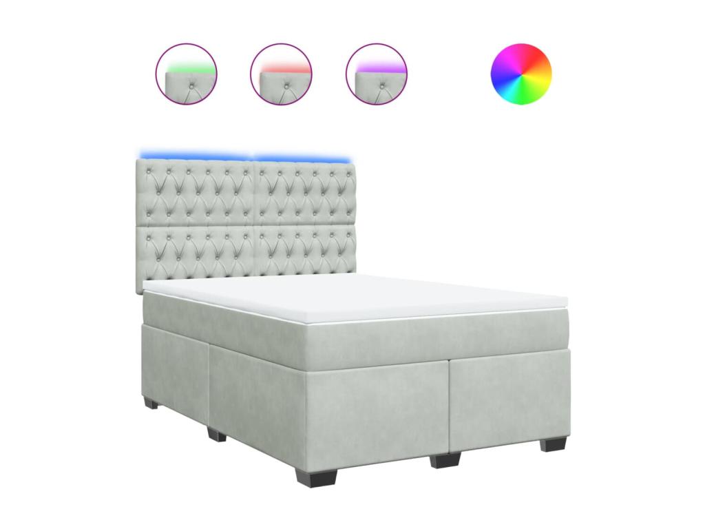 Decohaute bed base and mattress, light grey, 140x190cm, velvet, HQSD57380