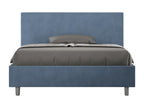 Double bed without slatted base, upholstered, 140x190 cm, blue microfiber, Decohaute EJIV46303