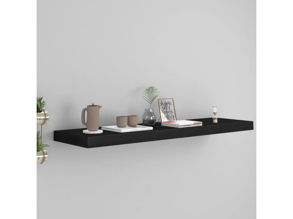Black floating wall shelf 90x23.5x3.8 cm MDF VAHV76130