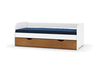80x200 cm daybed with pull-out bed in solid white and hazelnut wood by Chezlova XAWA61535