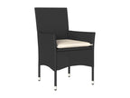 11-piece garden dining set with cushions, black rattan and glass, RCFQ79408