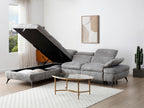 Decohaute XLMW17400 Left-Hand Corner Sofa Bed in Textured Grey Fabric