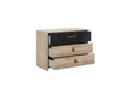 Children's chest of drawers with 3 drawers in light oak and black wood finish - CO5051 NDVY81936