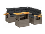 6-piece garden furniture set with grey resin wicker cushions EZYA42673