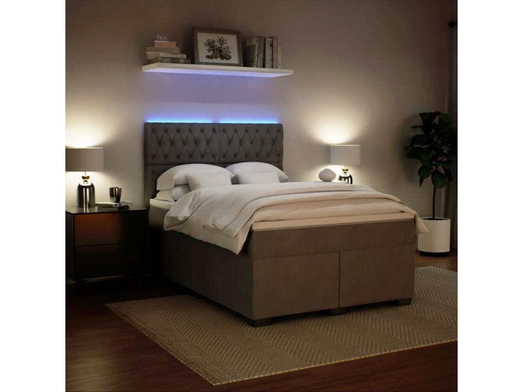 Decohaute bed base and mattress, light grey, 140x190cm, velvet, HQSD57380