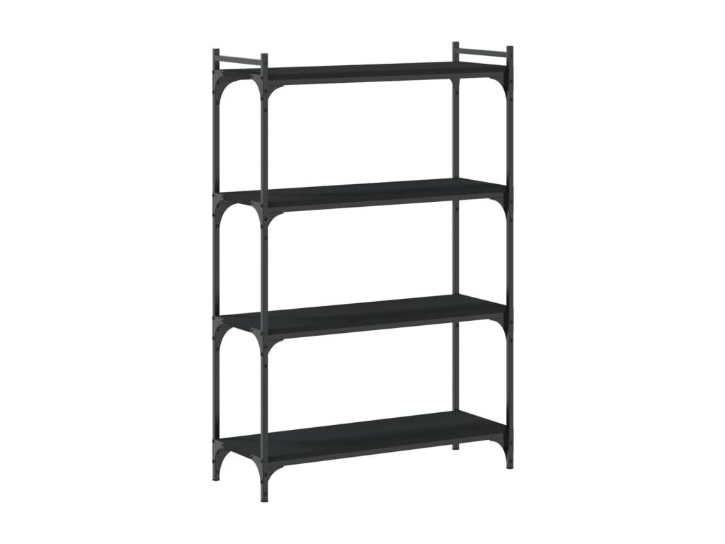 4-tier black bookcase 80x30x120 cm engineered wood HEIQ38662