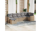 7-piece garden furniture set with cushions, beige woven resin KFDA57014