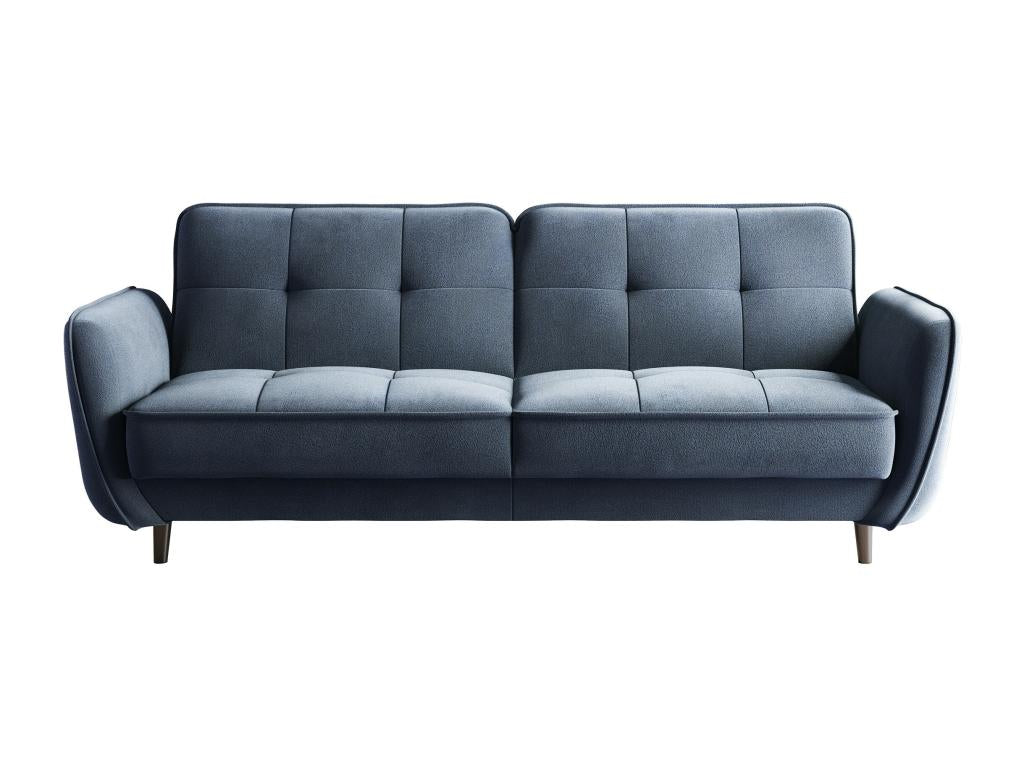 Decohaute 220cm TNHA57357 3-seater convertible sofa in light blue tufted fabric with black wooden legs