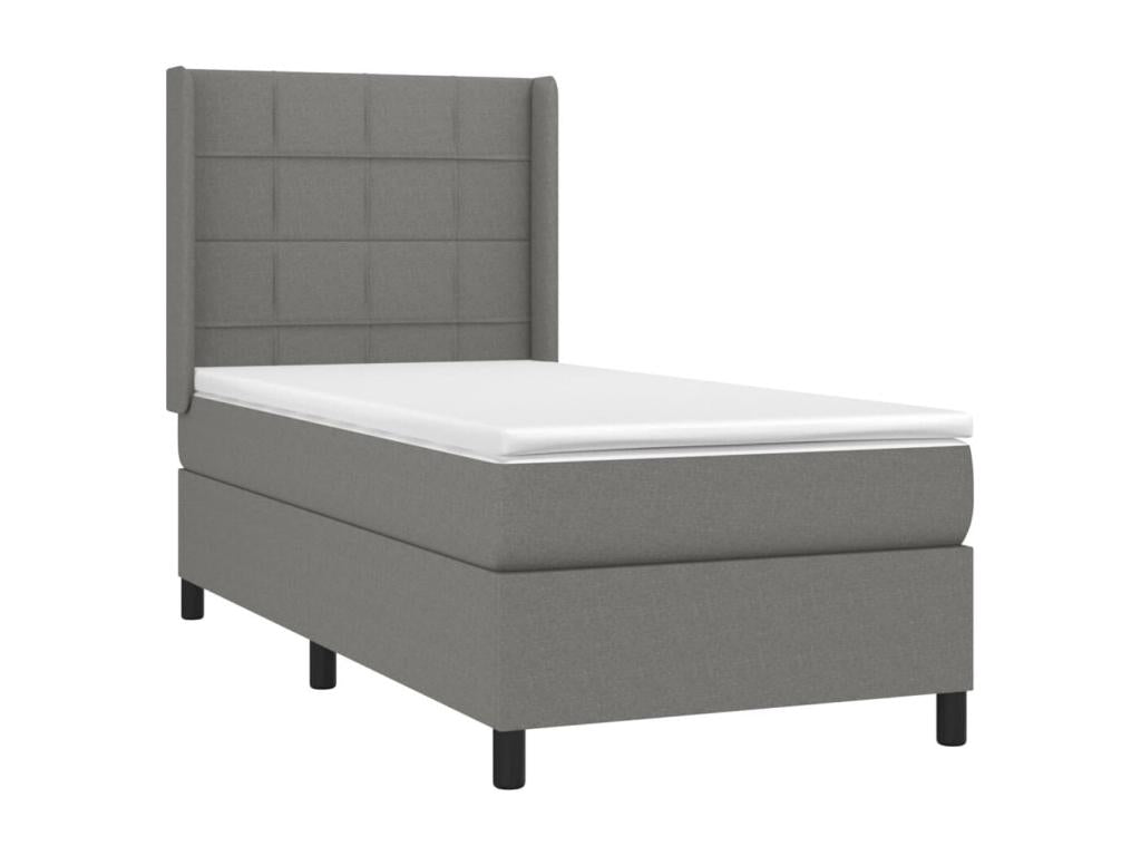 Decohaute bed base and mattress, dark grey, 90x190 cm, fabric OTNY12292