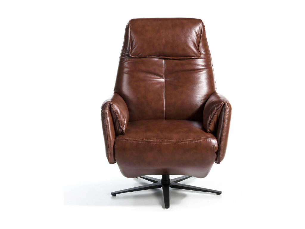 Decohaute swivel armchair in brown leather with steel legs - Decohaute-Color Decohaute 20 Brown DEIJ92761