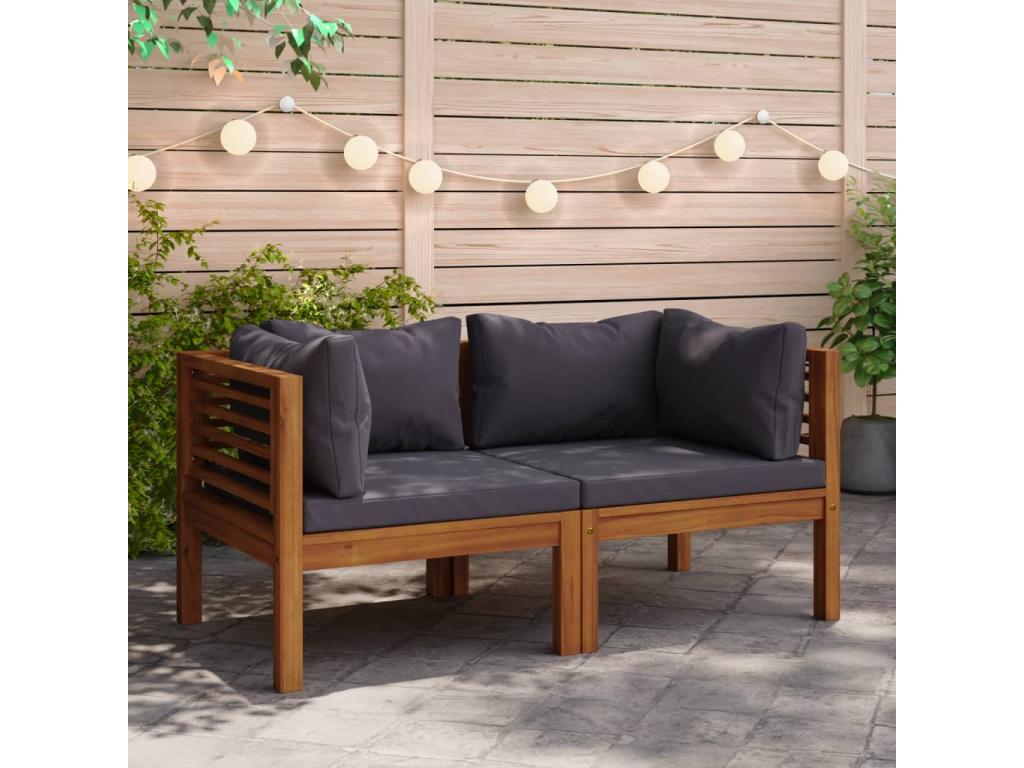 2-piece corner sofa set with dark grey cushions, Decohaute wood, VRIY74331