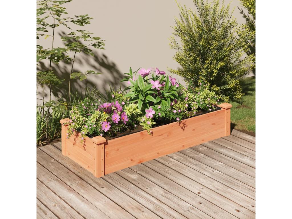 Raised garden bed with lining, 120x45x25 cm, solid fir wood, UDTI72275