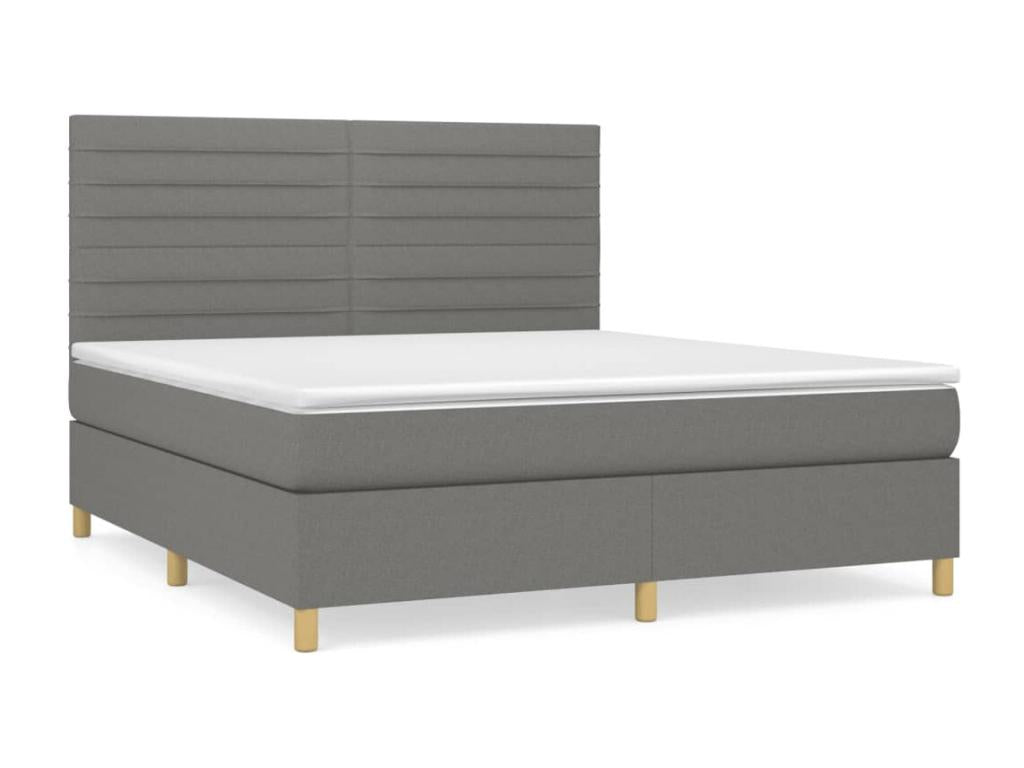 Upholstered bed base with mattress, dark grey, 160x200cm, fabric YDUR16160