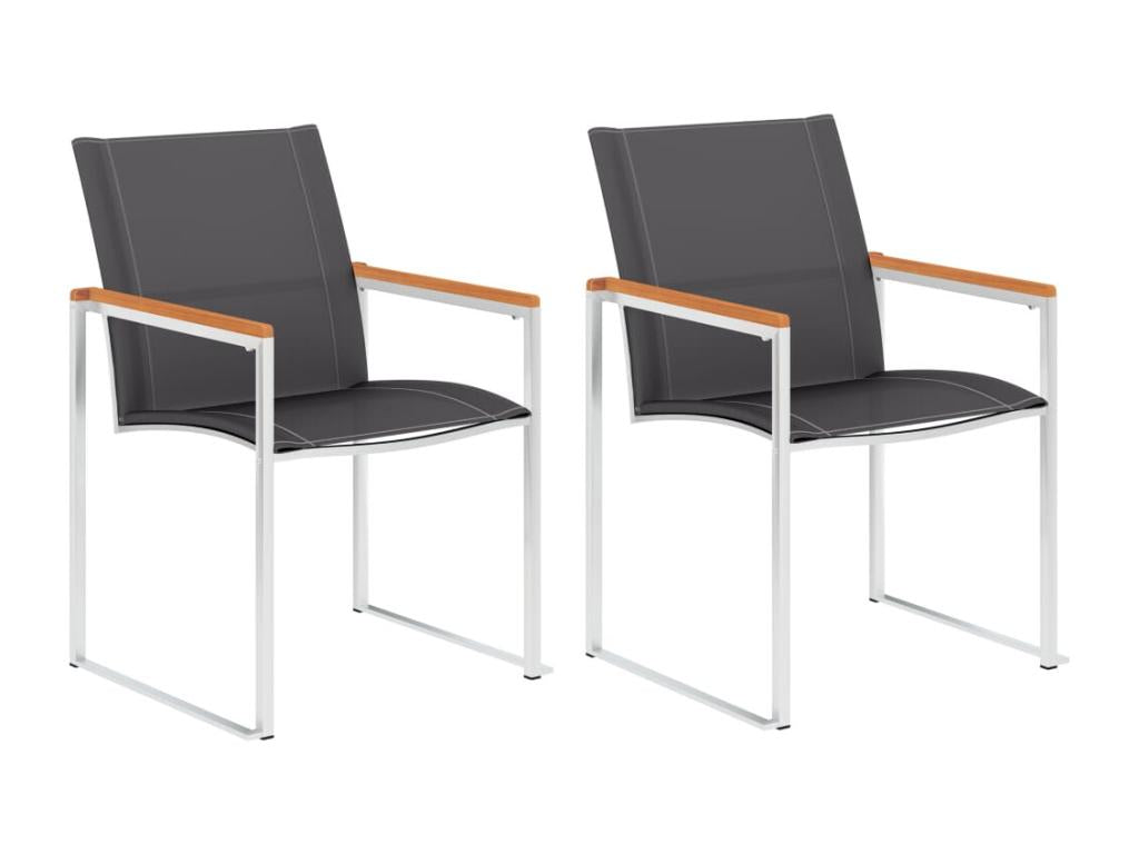 Garden chairs, set of 2, Textilene and stainless steel, Grey VNEF52797