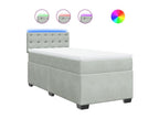 Chezlova bed base and mattress, light grey, 90x190 cm, velvet, DPRW59355