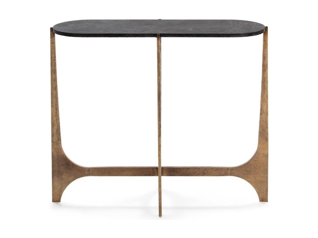 Black marble console table with gold metal legs, Decohaute, 92cm, ZUWN86393