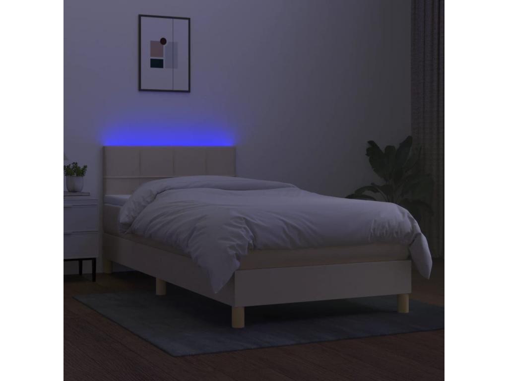 Decohaute bed base with LED mattress, Cream 80x200 cm, Fabric PUGP05733
