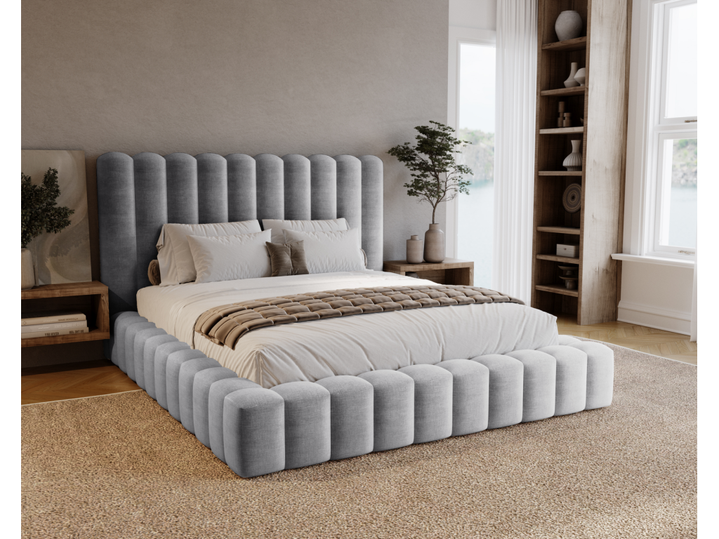 Decohaute Double Bed 180x200 Decohaute - Upholstered bed with frame and storage, light grey, Ikoo 19 CVDP55879