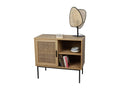 Small sideboard with 1 door and 2 shelves – Dimensions 80x39x73 cm, oak and black color – Decohaute Collection DSFO46478