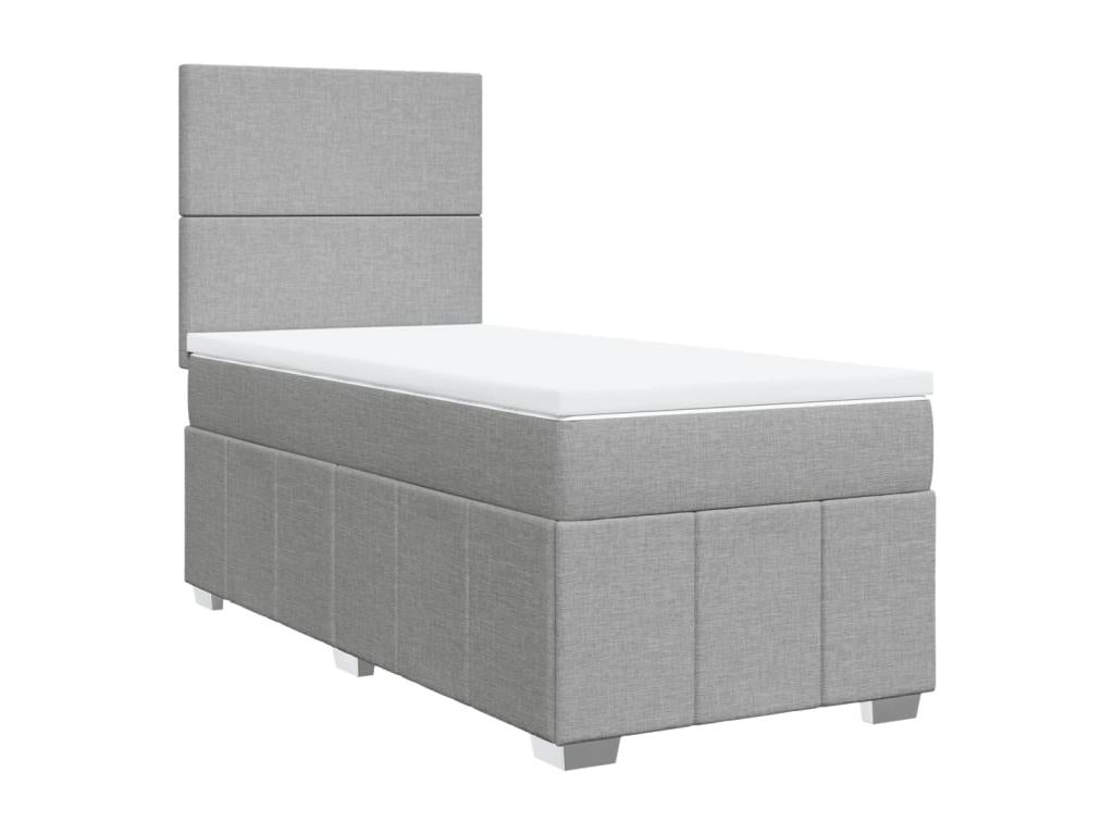 Chezlova bed base and mattress, light grey, 90x190 cm, fabric AQIO36733