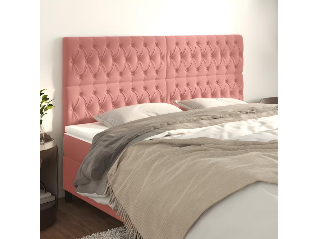 4-Piece Headboard Set, Pink, 90x7x78/88 cm, Velvet, TTMD81965
