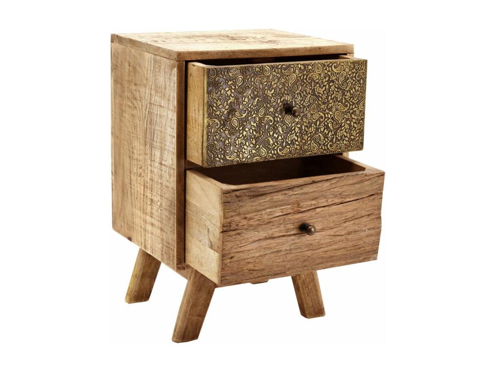 Decohaute KRCX29889 bedside table in mango wood and metal