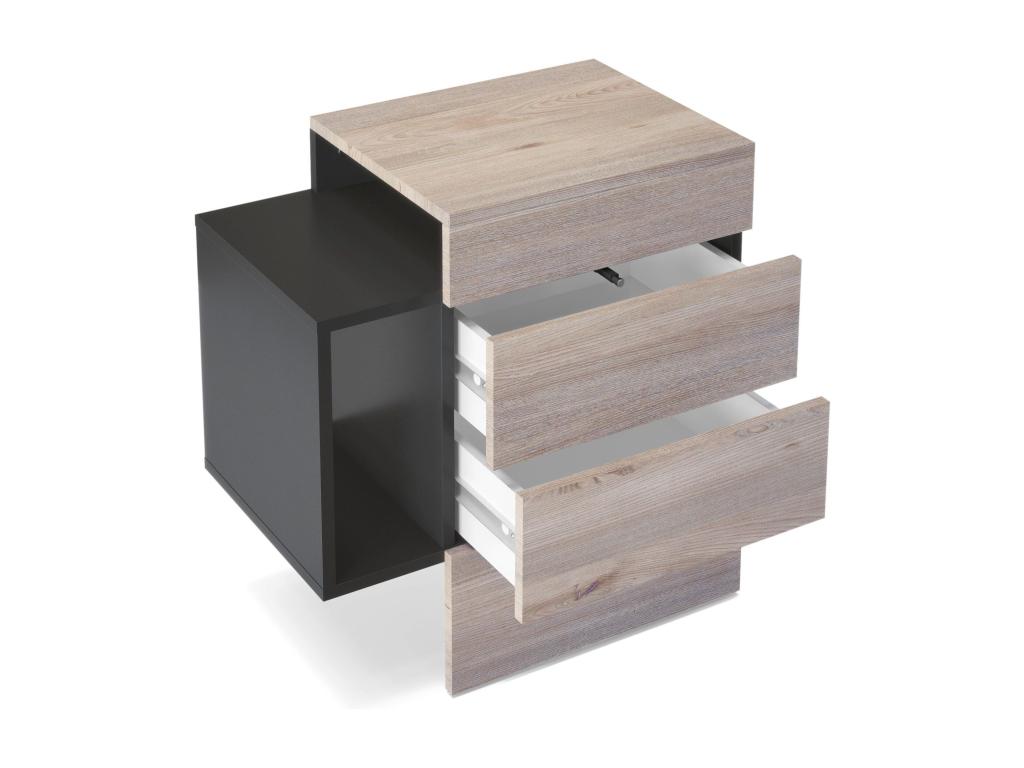 Matte Black and White Lacquered Bedside Table (WxHxD) 60x63x38 cm LED DMWU47041