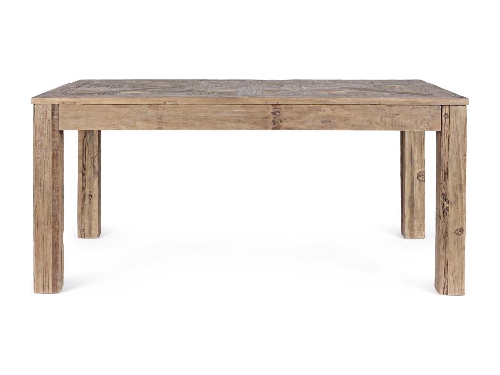 Elm wood dining table with aged parquet effect top Domopure - Width 160 cm KLHL95952