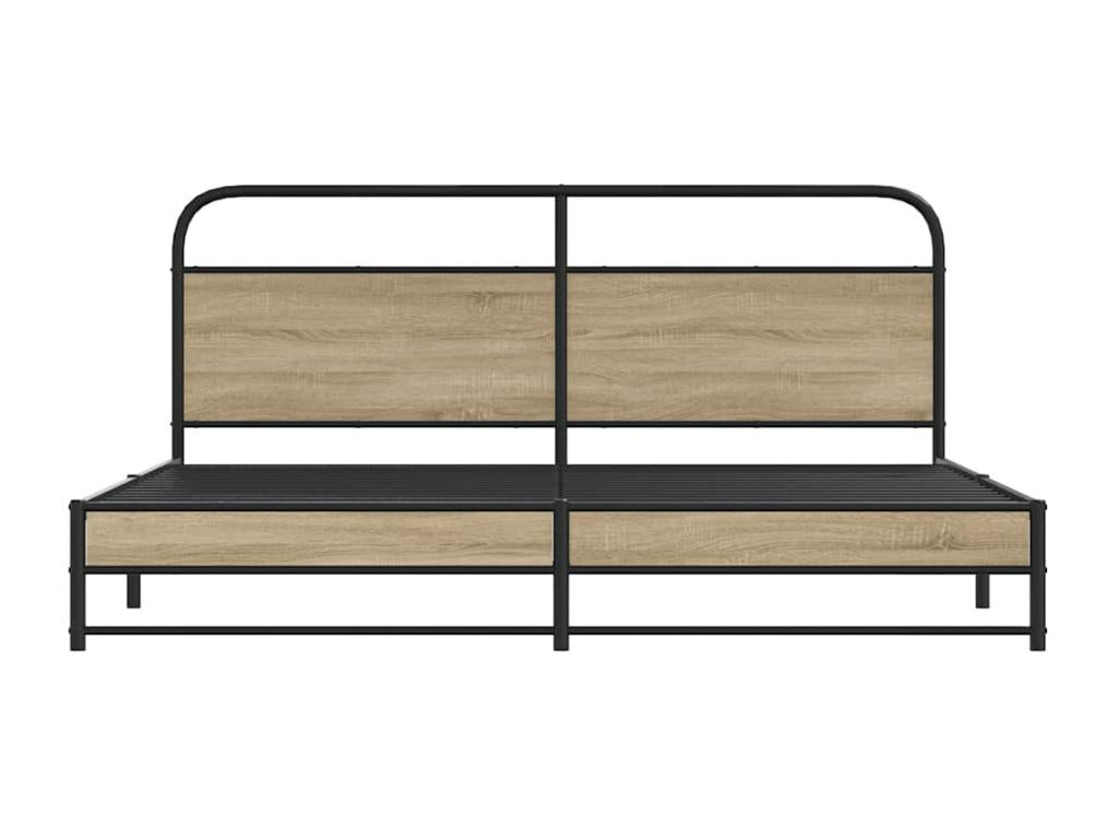 Metal bed frame without mattress, smoked oak, 193x203 cm HSBT09745