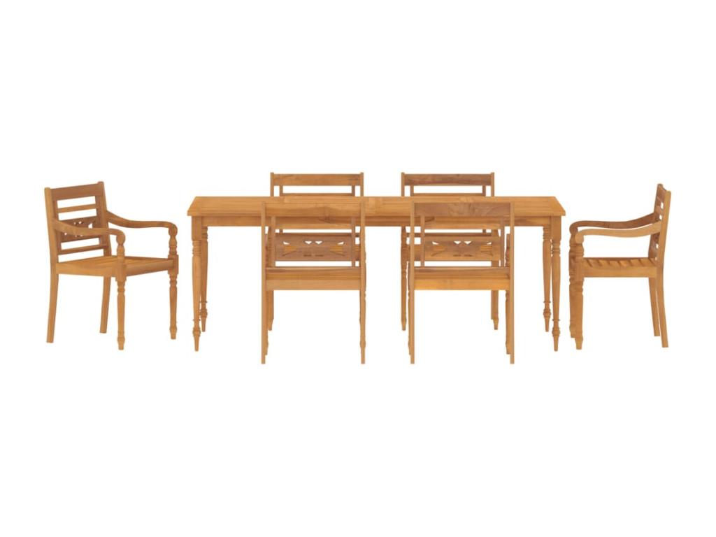 7-piece garden dining set, solid teak wood, LDFU43920