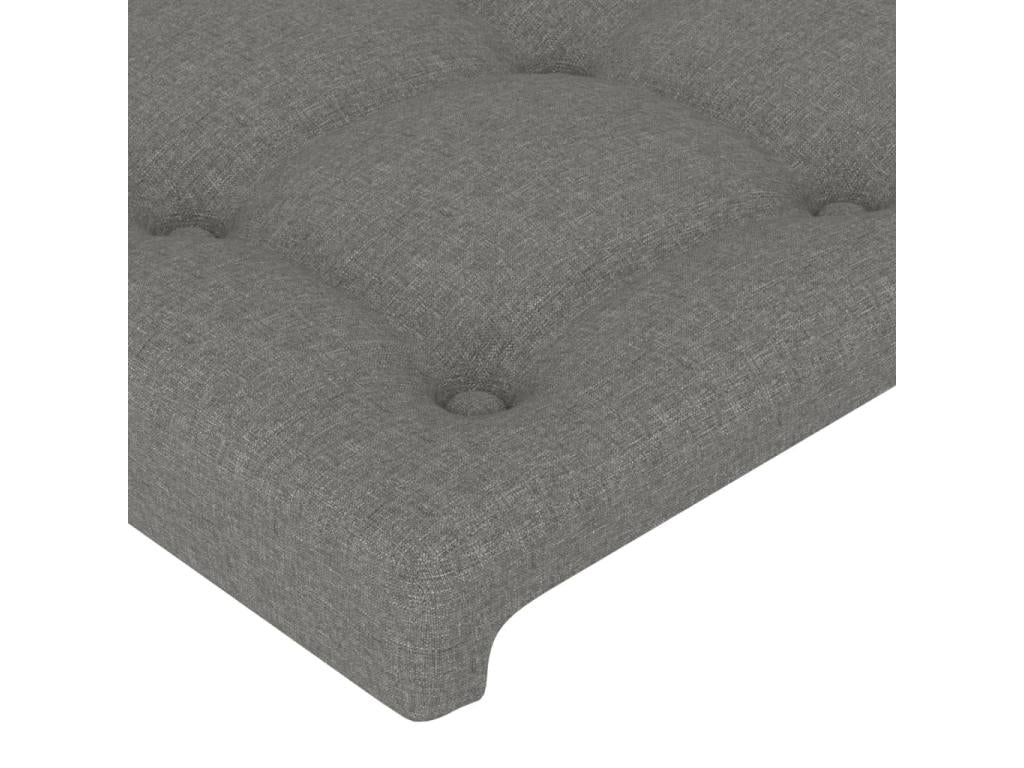 Bed frame with headboard, dark grey, 140x200 cm, fabric, JARR52573