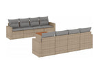 9-piece garden furniture set with cushions, beige woven resin BQVF57399